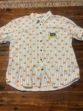 Vtg 90’s Nickelodeon Good Burger Striped Button Down Shirt XXL Cosplay Ed Specia